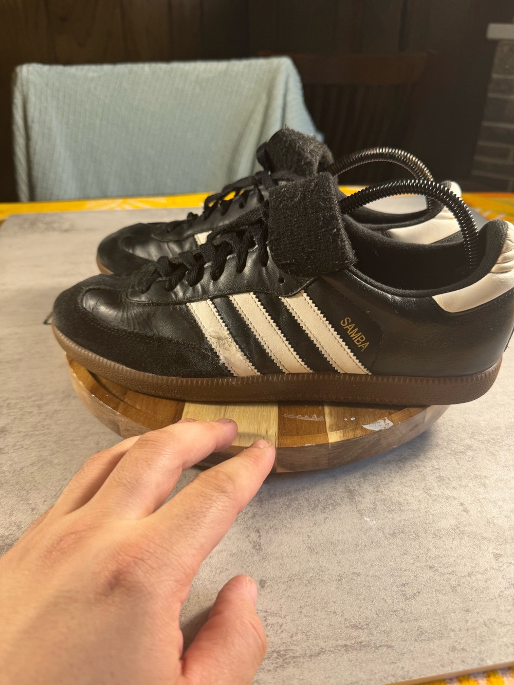 adidas Black Sneakers with White Stripes and Gum Sole